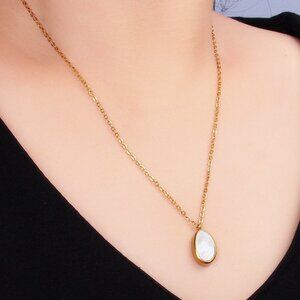 24K Gold Filled Oval Cable Necklace - 18 inch with Pearl Pendant Necklace